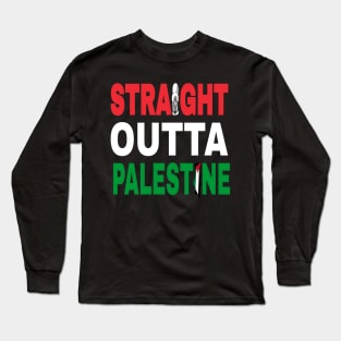 Straight Outta Palestine - Handala and Map - Front Long Sleeve T-Shirt